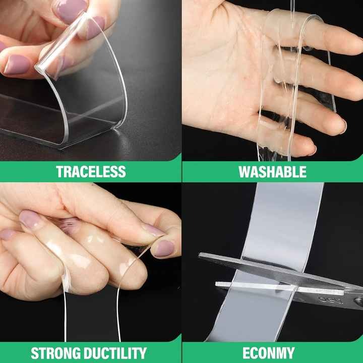 Nano Double-Sided Grip Tape Transparent, Washable & Reusable Nano Double-Sided Grip Tape Transparent, Washable & Reusable